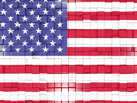 Mosaic background with square parts. Flag of united states of america. 3D illustrationの写真素材