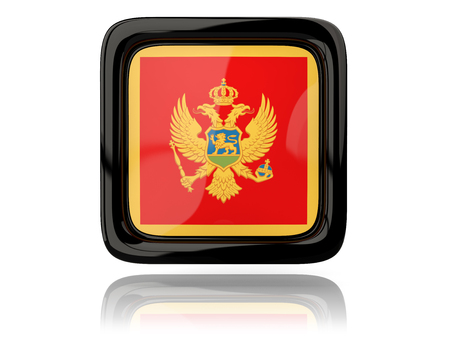 Square icon with flag of montenegro. 3D illustrationの写真素材