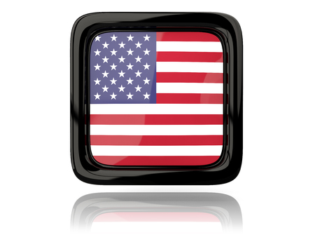 Square icon with flag of united states of america. 3D illustrationの写真素材