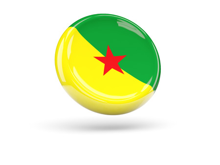 Flag of french guiana, round icon. 3D illustrationの写真素材