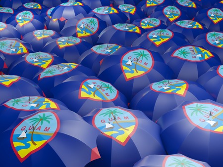 Flag of guam on umbrella. 3D illustrationの写真素材