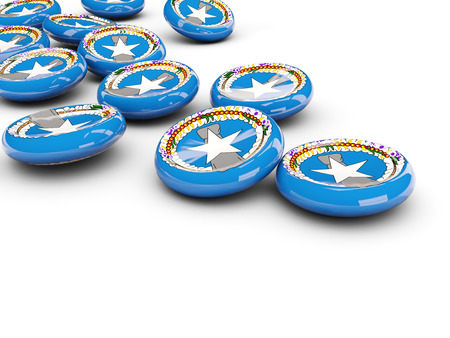 Flag of northern mariana islands, round buttons on white. 3D illustrationの写真素材