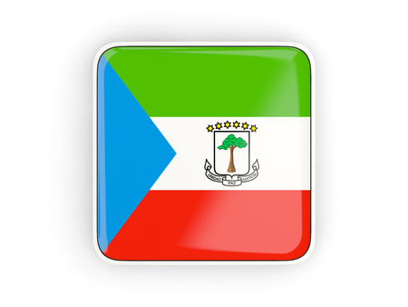 Flag of equatorial guinea, square icon with white border. 3D illustrationの写真素材