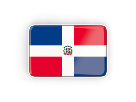 Flag of dominican republic, rectangular icon with white border. 3D illustrationの写真素材