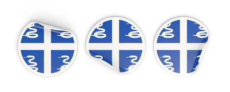 Flag of martinique, three round labels isolated on white. 3D illustrationの写真素材
