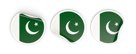 Flag of pakistan, three round labels isolated on white. 3D illustrationの写真素材