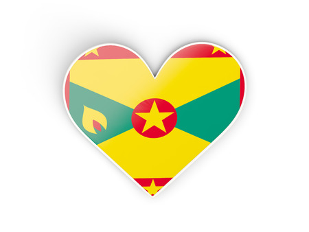 Flag of grenada, heart shaped sticker isolated on white. 3D illustrationの写真素材
