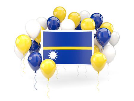 Flag of nauru, with balloons isolated on white. 3D illustrationの写真素材