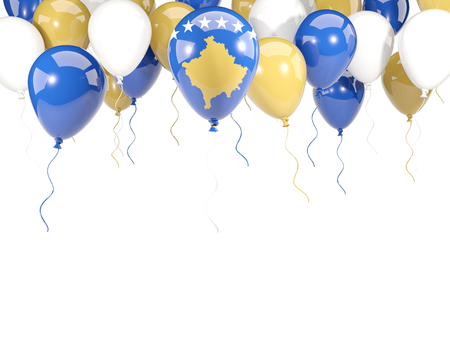 Flag of kosovo, with balloons frame isolated on white. 3D illustrationの写真素材