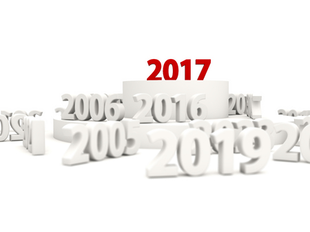 2017 Happy New Year symbol with other years. 3D illustration