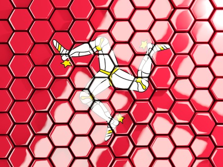 Flag of isle of man, hexagon mosaic background. 3D illustrationの写真素材