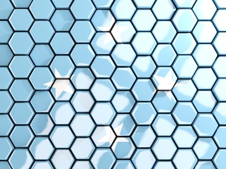 Flag of micronesia, hexagon mosaic background. 3D illustration