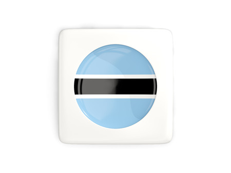 Square button with round flag of botswana isolated on white. 3D illustrationの写真素材