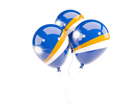 Three balloons with flag of marshall islands isolated on white. 3D illustrationの写真素材