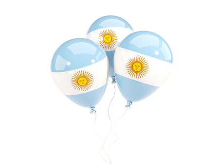 Three balloons with flag of argentina isolated on white. 3D illustrationの写真素材