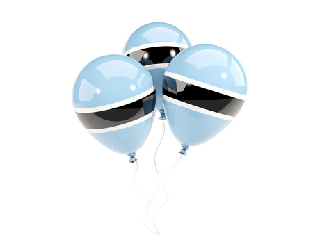 Three balloons with flag of botswana isolated on white. 3D illustrationの写真素材