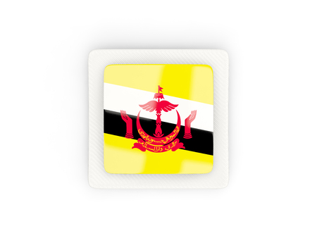 Square carbon icon with flag of brunei. 3D illustrationの写真素材