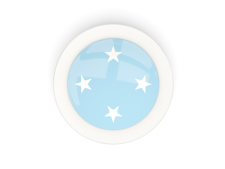 Round flag of micronesia with carbon frame. 3D illustrationの写真素材