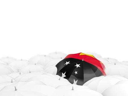 Umbrella with flag of papua new guinea isolated on white. 3D illustrationの写真素材