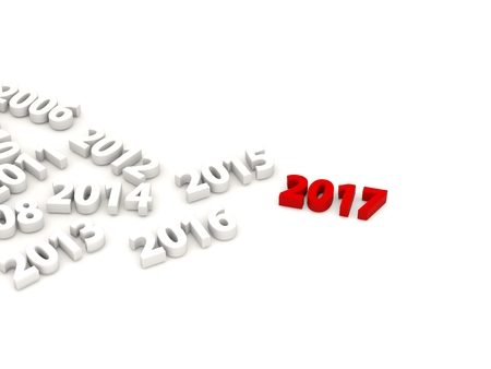 2017 New Year with other digits. 3D illustration