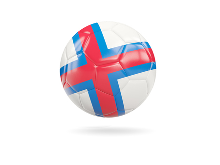 Football with flag of faroe islands isolated on white. 3D illustrationの写真素材