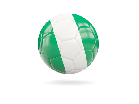 Football with flag of nigeria isolated on white. 3D illustrationの写真素材