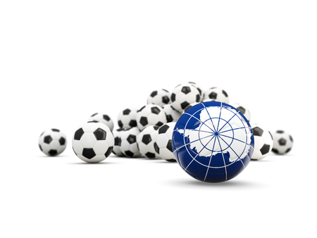 Football with flag of antarctica isolated on white. 3D illustrationの写真素材