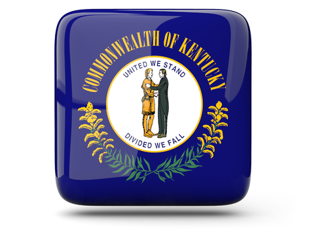 Flag of kentucky, US states square  icon isolated on white. 3D illustrationの写真素材