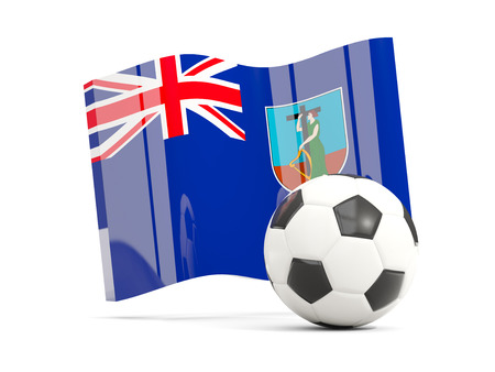 Football with waving flag of montserrat isolated on white. 3D illustrationの写真素材