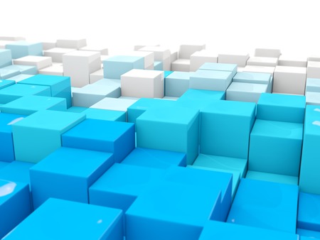 Blue and white background with industrial pattern. 3D illustration