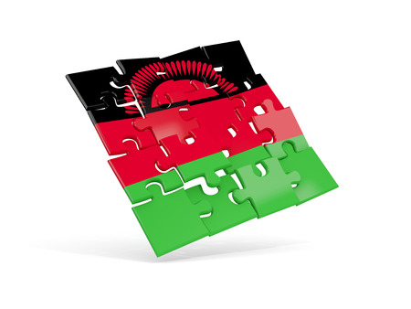 Puzzle flag of malawi isolated on white. 3D illustrationの写真素材