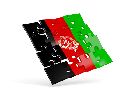 Puzzle flag of afghanistan isolated on white. 3D illustrationの写真素材