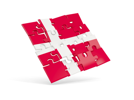 Puzzle flag of denmark isolated on white. 3D illustrationの写真素材