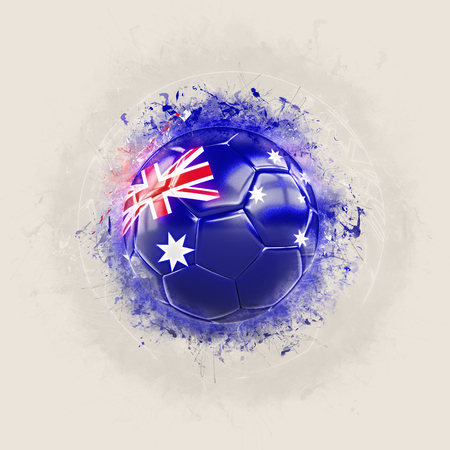 Grunge football with flag of australia. 3D illustrationの写真素材