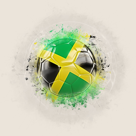 Grunge football with flag of jamaica. 3D illustrationの写真素材