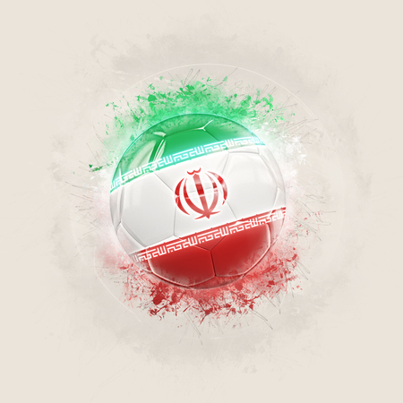 Grunge football with flag of iran. 3D illustrationの写真素材