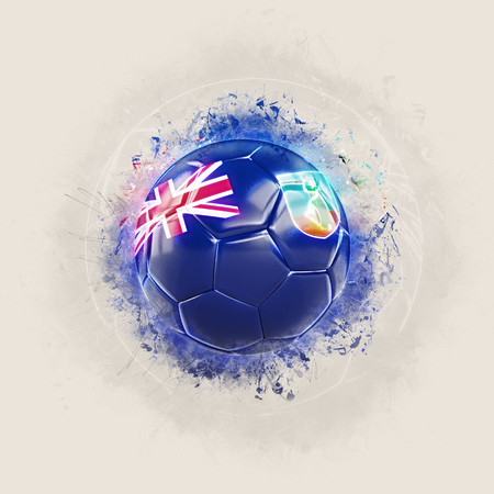 Grunge football with flag of montserrat. 3D illustrationの写真素材