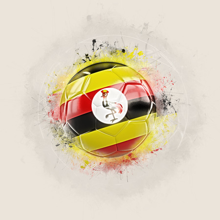 Grunge football with flag of uganda. 3D illustrationの写真素材