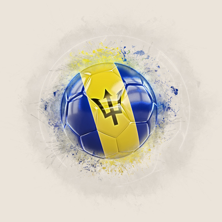 Grunge football with flag of barbados. 3D illustrationの写真素材