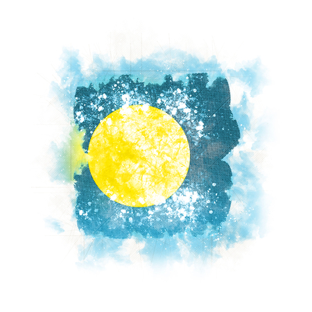 Square grunge flag of palau. 3D illustrationの写真素材