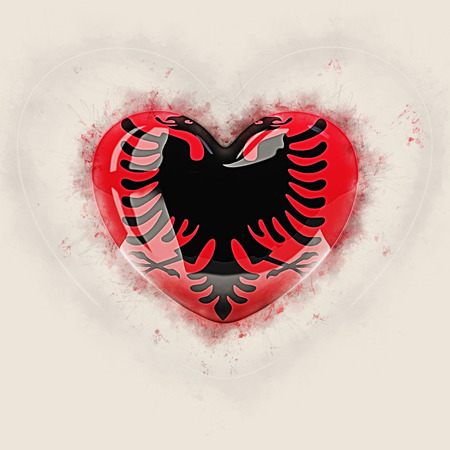 Heart with flag of albania. Grunge 3D illustrationの写真素材