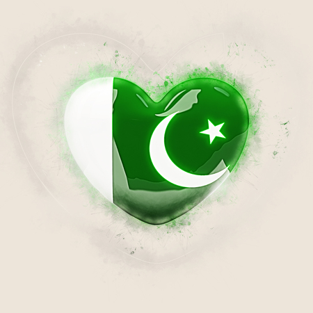 Heart with flag of pakistan. Grunge 3D illustrationの写真素材