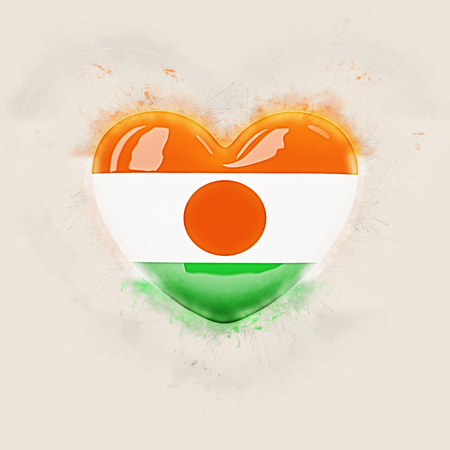 Heart with flag of niger. Grunge 3D illustrationの写真素材