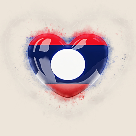 Heart with flag of laos. Grunge 3D illustrationの写真素材