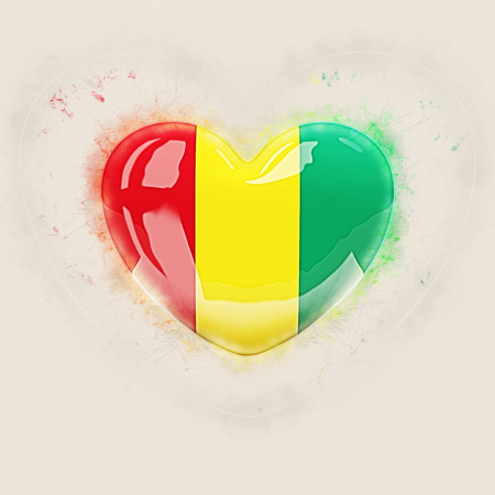 Heart with flag of guinea. Grunge 3D illustrationの写真素材