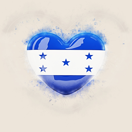 Heart with flag of honduras. Grunge 3D illustrationの写真素材