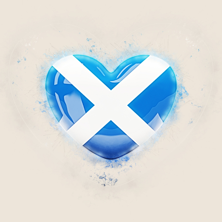 Heart with flag of scotland. Grunge 3D illustrationの写真素材