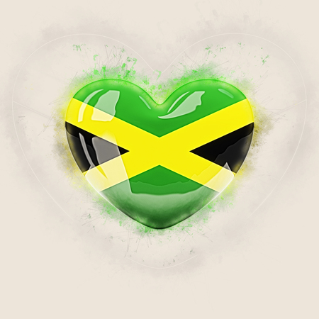 Heart with flag of jamaica. Grunge 3D illustrationの写真素材