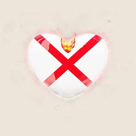Heart with flag of jersey. Grunge 3D illustrationの写真素材