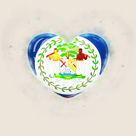 Heart with flag of belize. Grunge 3D illustrationの写真素材